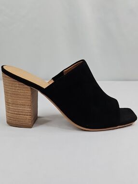 Lisa Vicky Black Suede Mules Size 8 NWT Slip-On Minimal Chic